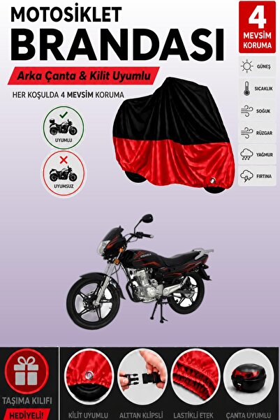 Cemku Double Black Top - Red Bottom, Rear Bag Compatible Mondial 125 Mx Grumb...