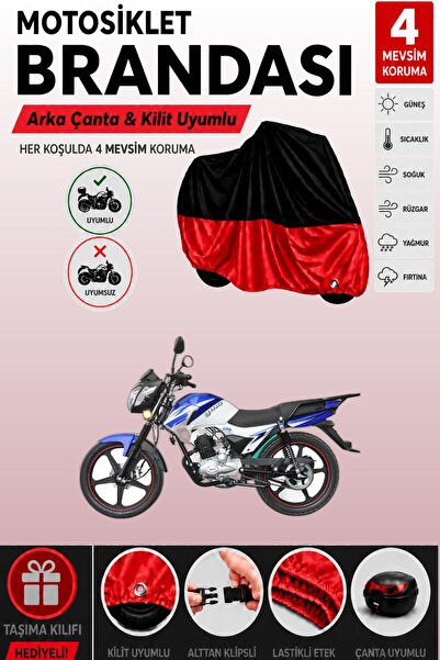 Cemku Double Black Top - Red Bottom, Rear Bag Compatible Yuki Fifty 50 Motorc...