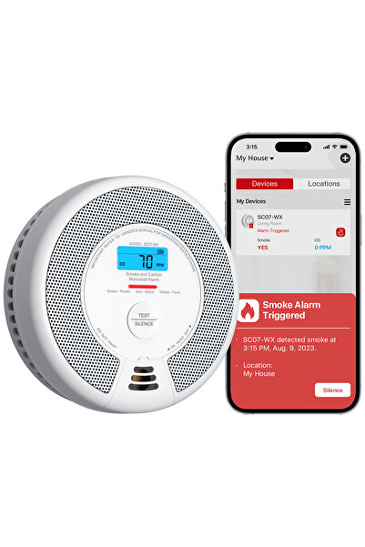 X-Sense SC07-WX CO+Duman Kombine Dedektör, Direkt Wi-Fi Bağlantılı
