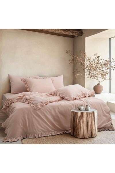 Class-Majoli Ruffled bed linen for 1 person, 100% pre-washed ranforce Cotton ...