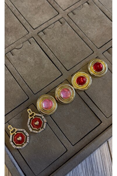 gozdeasutayaccessory Red Button Model Earrings