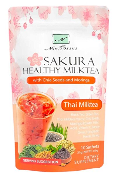 NAMIROSEUS Namirosius Sakura Healthy Milk Tea with Chia and Moringa Seeds, 10...