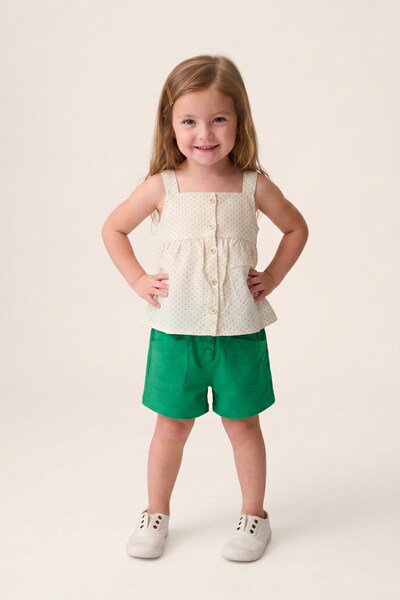 connemara Girl's Polka Dot Blouse and Shorts Set – Summer Top and Bottom Chil...