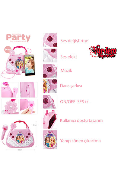 Vardem Mikrofonlu MP3 Çalarlı Karaoke Parti Çantalı Müzikli Oyuncak Set