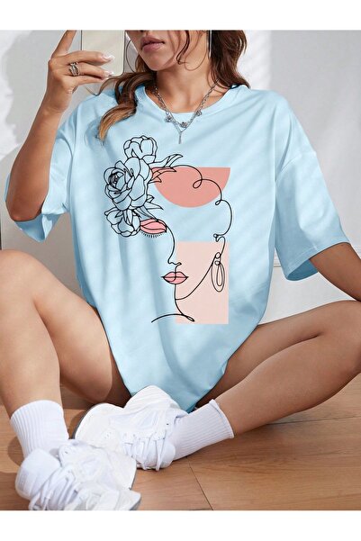 valeriae Tricou cu mânecă scurtă, croială lejeră, premium, cu imprimeu special