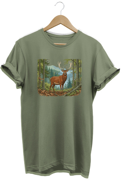 WİDİ Substantial Deer Printed Nature and Camping T-Shirt Outdoor Wear