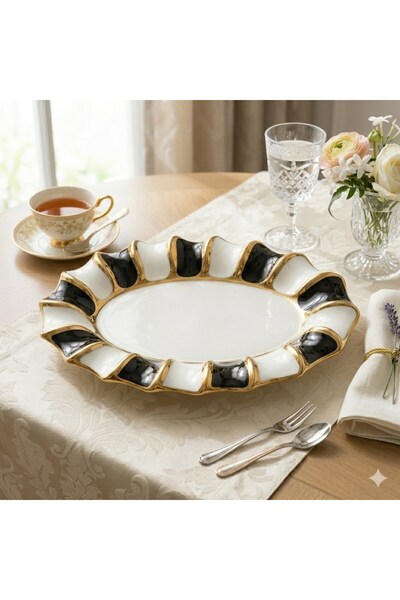 Sembol Porcelain Luxury Oval Presentation Plate (30X19 cm)