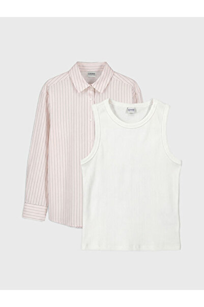 LC Waikiki Esvab • Modern & Distinctive Striped Girls' Shirt and Undershirt 2...