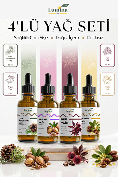 LUMİNAOİL Çok Amaçlı Saç Bakım Seti 4'Lü Doğal Yağ Serisi | Argan | Jojoba | ...