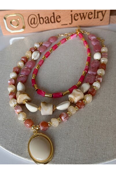 Bade Jewelry Vip Gold 3-Piece Combination Medallion & Seashell Detailed Pink ...