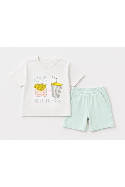 BALKABAĞI Set de vară premium pentru fete, 100% bumbac, Best Friends (2-8 ani)