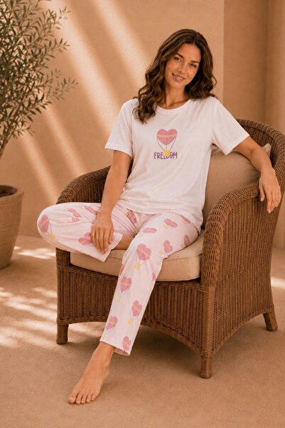 nisaNCa Luna Short Sleeve Women's Pajama Set – Soft Textured, Breathable, Com...