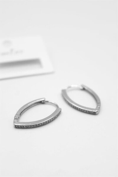 atastore2017 Oval Hoop Earrings - Silver