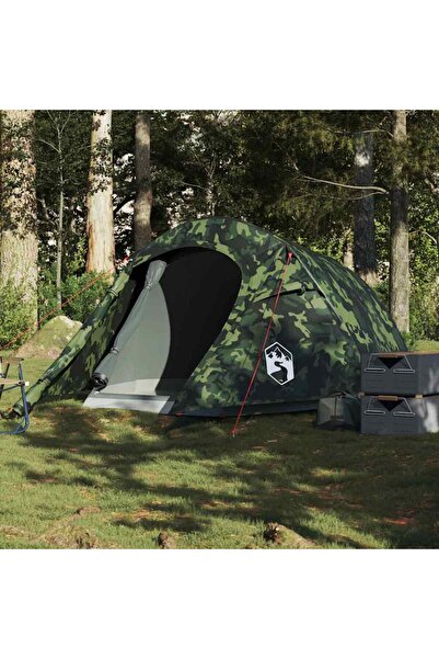vidaxl Cort de camping tunel pentru 3 persoane, camuflaj, impermeabil