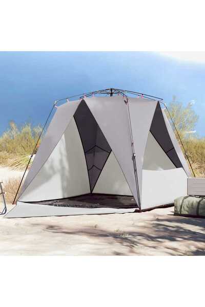 vidaxl Cort camping 4 persoane gri impermeabil setare rapida
