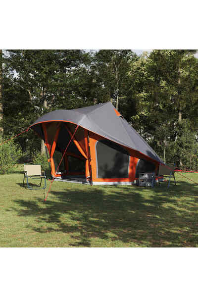 vidaxl Cort Tipi Gri si Portocalie 508 x 470 x 300 cm tafta