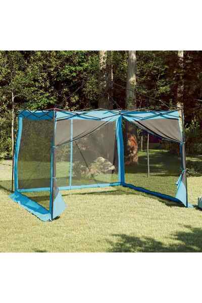 vidaxl Cort interior cu acoperis albastru 303 x 303 x 196 cm tafta