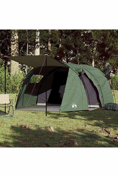 vidaxl Cort de camping tunel pentru 4 persoane, verde, impermeabil