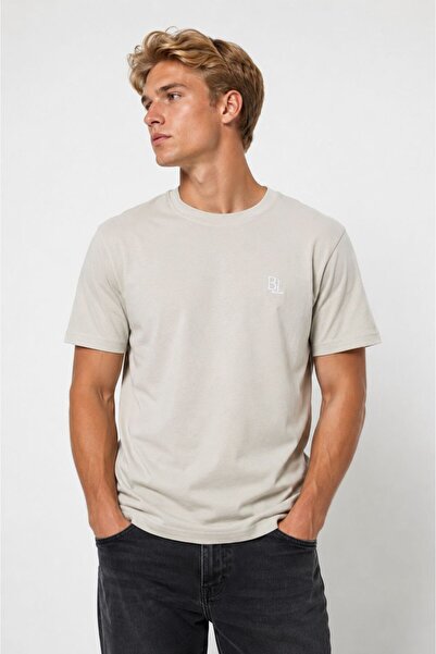 Erkek AÇIK BEJ Basic Premium T-Shirt Bayram Koleksiyonu