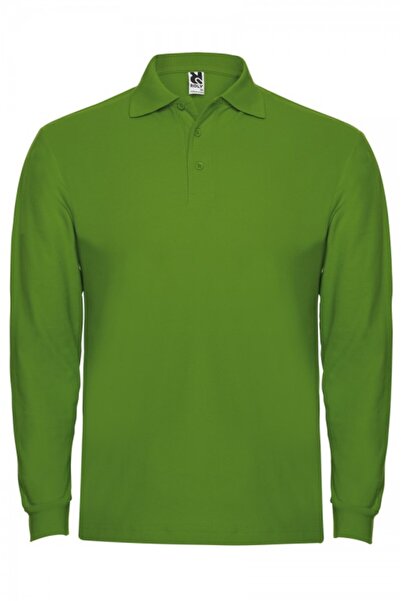 ROLY Tricou polo bărbătesc cu mânecă lungă, 100% bumbac, Estrella, verde iarbă