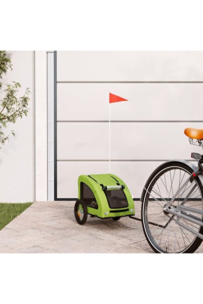 vidaxl Remorcă de bicicletă animale companie, verde textil oxford/fier
