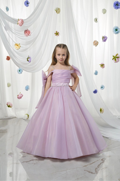 Orca Kids Fashion 2-11 فستان سهرة مزين بفيونكة باللون الليلكي