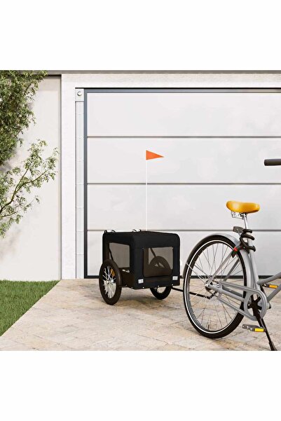 vidaxl Remorcă bicicletă animale companie, negru, textil oxford/fier