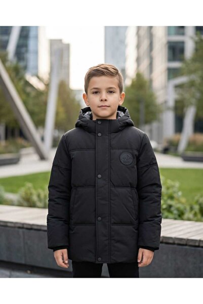 Koton Boy's Pocket Detailed Long Sleeve Water Repellent Hooded Coat