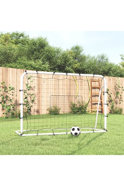 vidaxl Plasă de ricoșeu fotbal alb și negru, 184x61x123 cm, oțel și PE