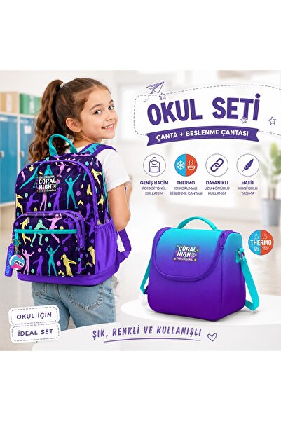 Coral High Rucsac mov pentru volei 23636+Turcoaz Purple Color Transition Ther...