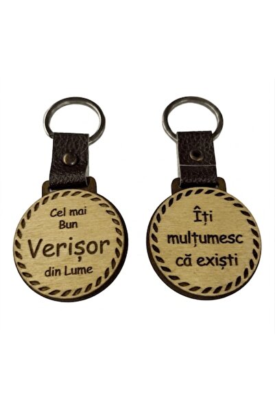 LimArt Breloc personalizat din lemn MDF și piele, Model  "Cel mai bun verișor...