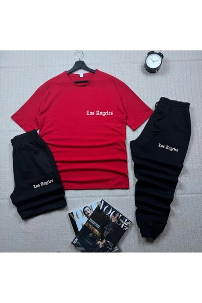 x-compass life Unisex Oversize Σετ 3 τεμαχίων με στάμπα Los Angeles – Σετ μπλ...