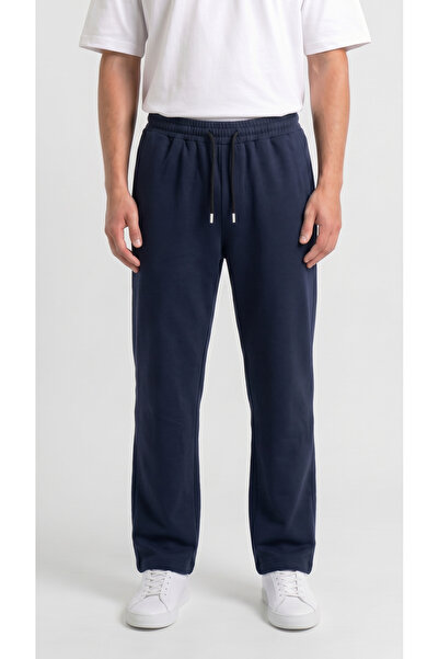 MODENZO Men's Navy Blue Two-Thread Comfortable Fit Wide Leg Baggy Sweatpants