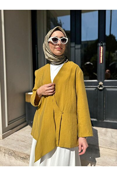 QOOQ STORE 26SS607 Elix Kadın Kimono Hardal Sarısı