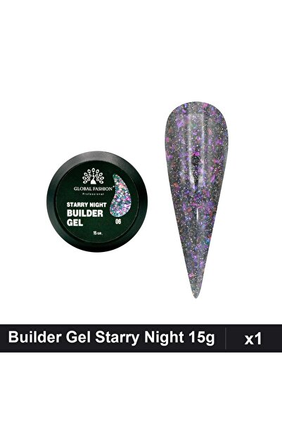global fashion Builder Gel Starry Night Nr.06 15g, Constructie Unghii Gel UV/LED