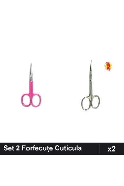 One Group Set 2 Forfecuțe Profesionale Cuticula Roz și Satin, Manichiura