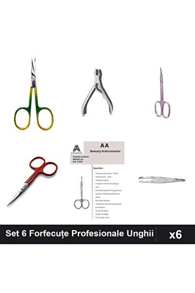 One Group Set 6 Forfecuțe și Penseta Profesională Unghii, Cuticule și Pedichi...