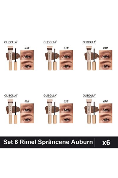 OLİBOLLA Set 6 Rimel Sprâncene #03 Auburn, Definire și Volum Profesional