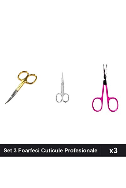 One Group Set 3 Foarfeci Profesionale Cuticule One Group, Gold Argintie, Mani...