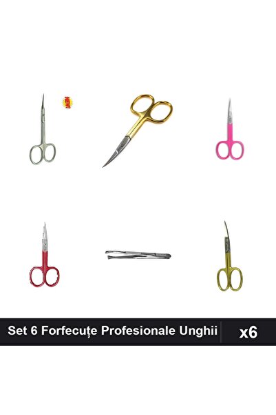 One Group Set 6 Forfecuțe și Pensetă Profesionale Unghii Cuticule, One Group,...