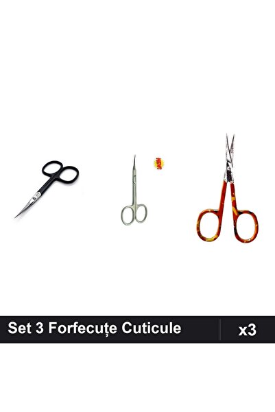One Group Set 3 Forfecuțe Profesionale Cuticule One Group, Manichiură Negru S...