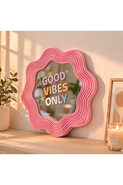 Heners BLOOMY Ayna – Eğlenceli 3D Çerçeve – Yazılı Cam Ayna / GOOD VIBES ONLY