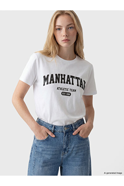 LC Waikiki Peak New Season Printed 100% Cotton Women's T-Shirt