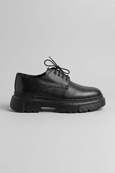 ablukaonline Men's Genuine Leather Prime Lace-Up Loafers Matte Black
