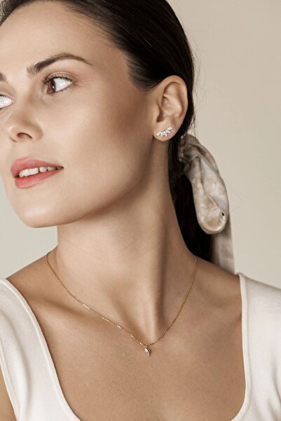 Lisa&Co. Cercei Argint Lis Swing Argint placat cu rodiu / Zircon / Alb