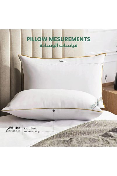 COTTON HOME ® Elegance Pillow 50X75 cm With Gold Cord Bed Pillows for Sleeping Hotel Luxury Standard Soft Fluffy Pillows Pack of 1