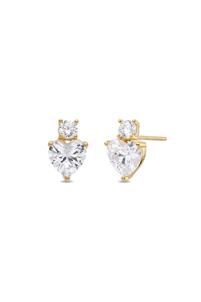Lisa&Co. Cercei Argint Teardrop Heart Argint placat cu aur galben / Zircon / Alb