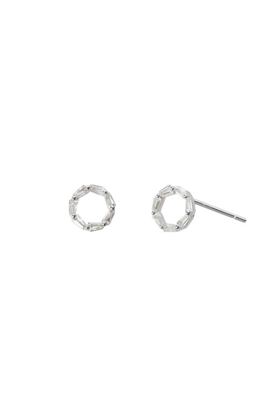 Lisa&Co. Cercei Argint Circle of Life - Baguette Argint placat cu rodiu / Zir...