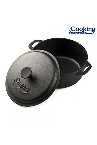 FOXMAG24 Caserolă din fontă pură cu capac, 5L, 26.4x11 cm, compatibilă cu ind...