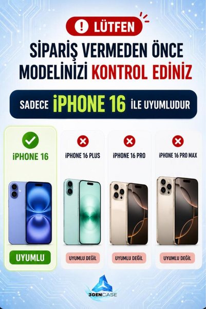 3GEN CASE iPhone 16 Uyumlu Renkli Lansman Kılıf İçi Kadife Premium Silikon Kı...
